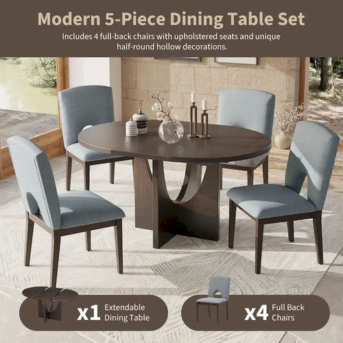 Ensemble de salle à manger moderne 5 pièces avec table ronde et chaises