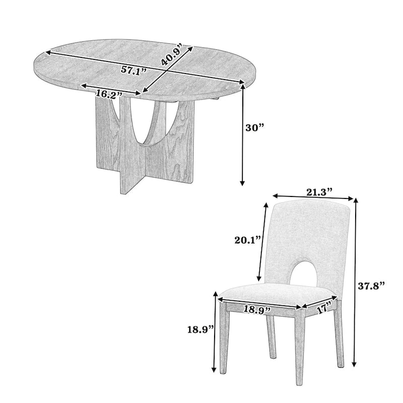 Ensemble de salle à manger moderne 5 pièces avec table ronde et chaises