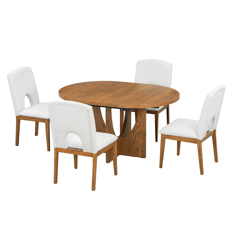 Ensemble de salle à manger moderne 5 pièces avec table ronde et chaises