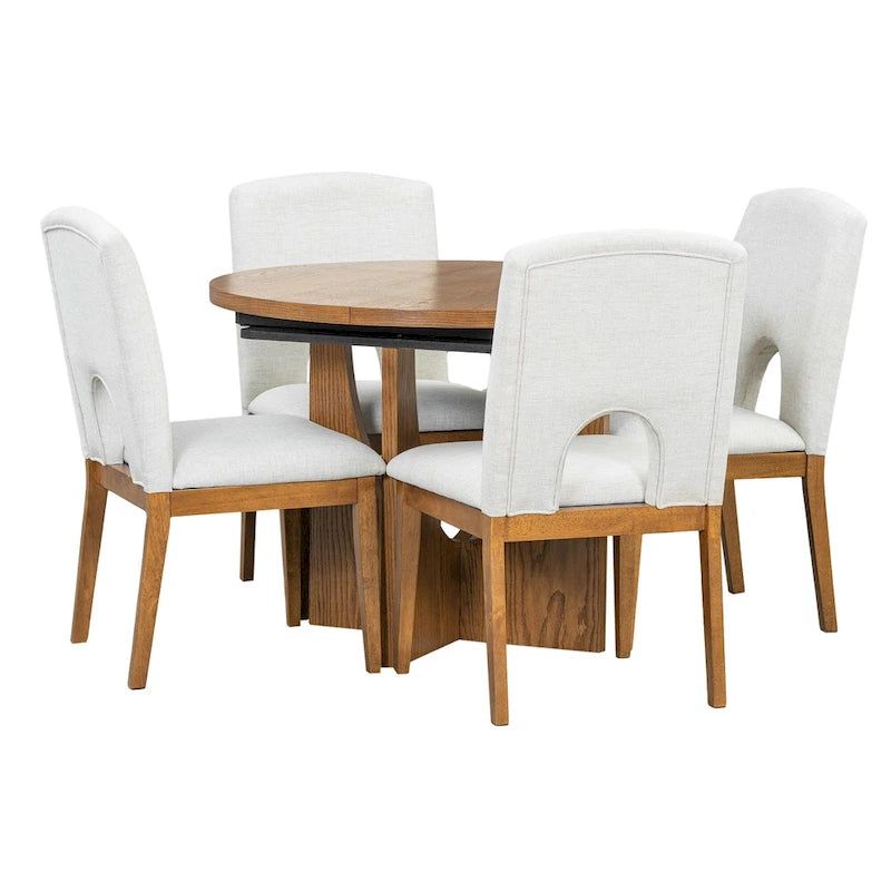 Ensemble de salle à manger moderne 5 pièces avec table ronde et chaises