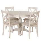 Ensemble de salle à manger vintage 5 pièces en bois avec table ronde extensible et 4 chaises