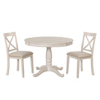 Ensemble de salle à manger vintage 5 pièces en bois avec table ronde extensible et 4 chaises