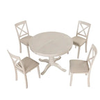 Ensemble de salle à manger vintage 5 pièces en bois avec table ronde extensible et 4 chaises