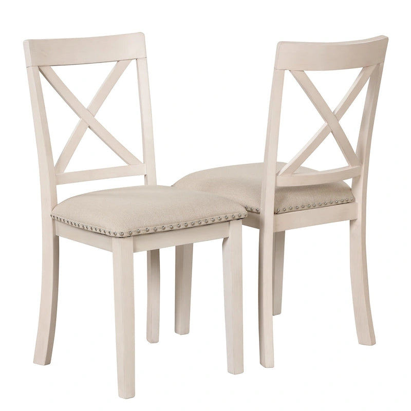 Ensemble de salle à manger vintage 5 pièces en bois avec table ronde extensible et 4 chaises