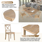 Ensemble de salle à manger vintage 5 pièces en bois avec table ronde extensible et 4 chaises