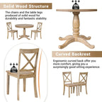 Ensemble de salle à manger vintage 5 pièces en bois avec table ronde extensible et 4 chaises