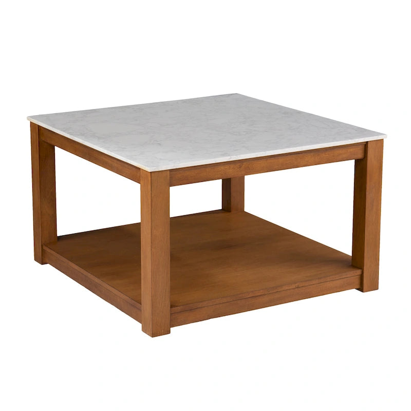 Table basse à deux niveaux en bois naturel Carmona