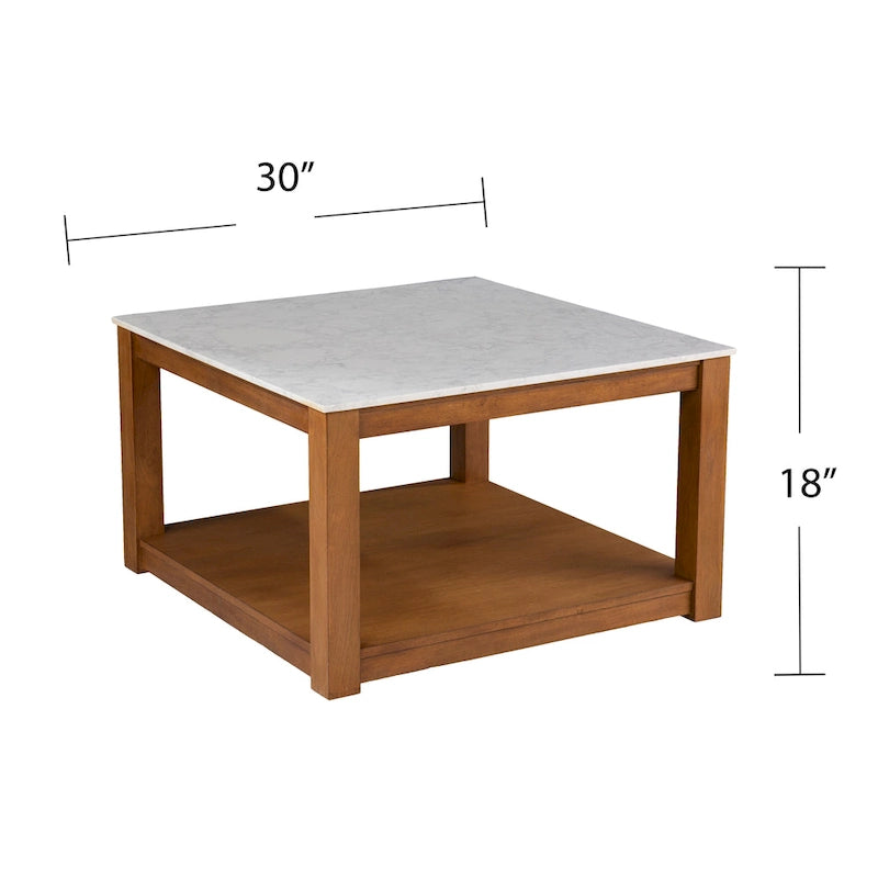 Table basse à deux niveaux en bois naturel Carmona