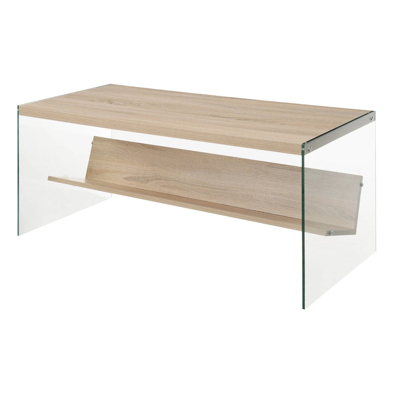 Table basse en verre avec étagère