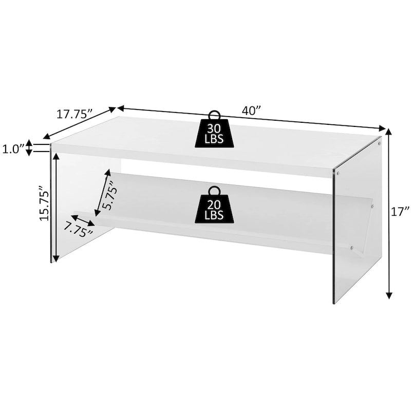 Table basse en verre avec étagère