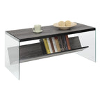Table basse en verre avec étagère