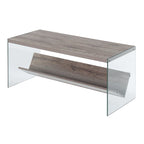 Table basse en verre avec étagère