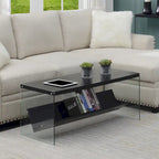 Table basse en verre avec étagère