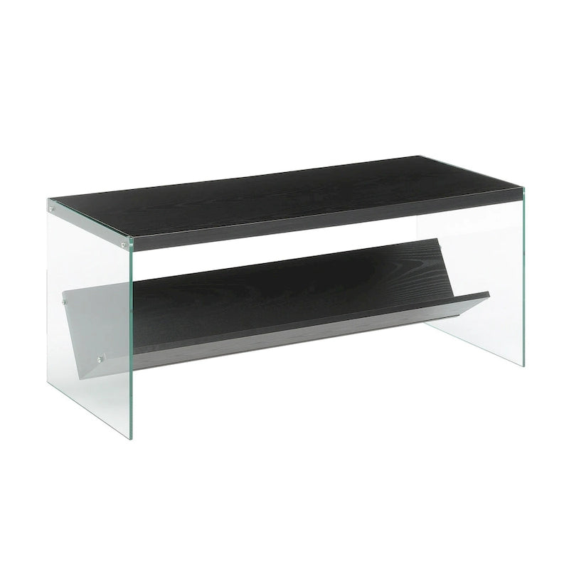 Table basse en verre avec étagère