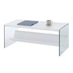 Table basse en verre avec étagère