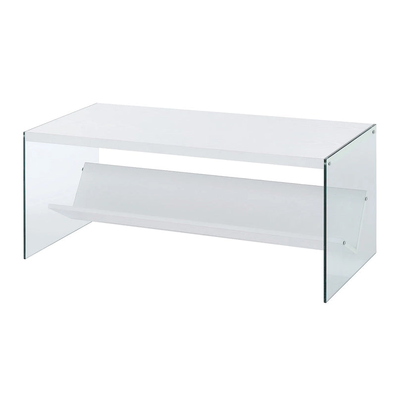 Table basse en verre avec étagère