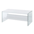 Table basse en verre avec étagère