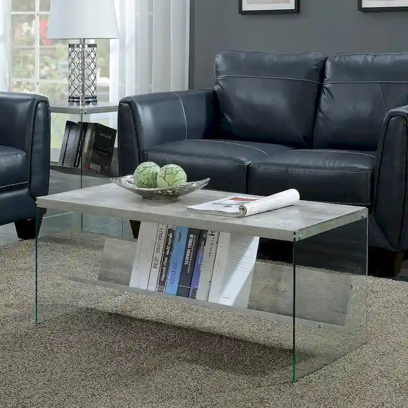 Table basse en verre avec étagère