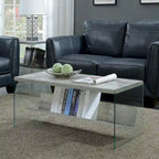 Table basse en verre avec étagère