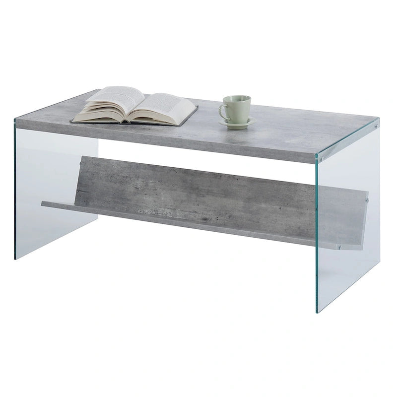 Table basse en verre avec étagère