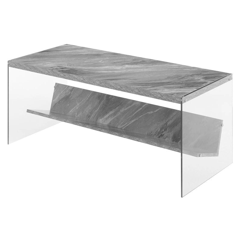 Table basse en verre avec étagère
