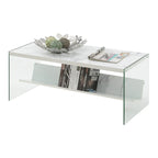 Table basse en verre avec étagère