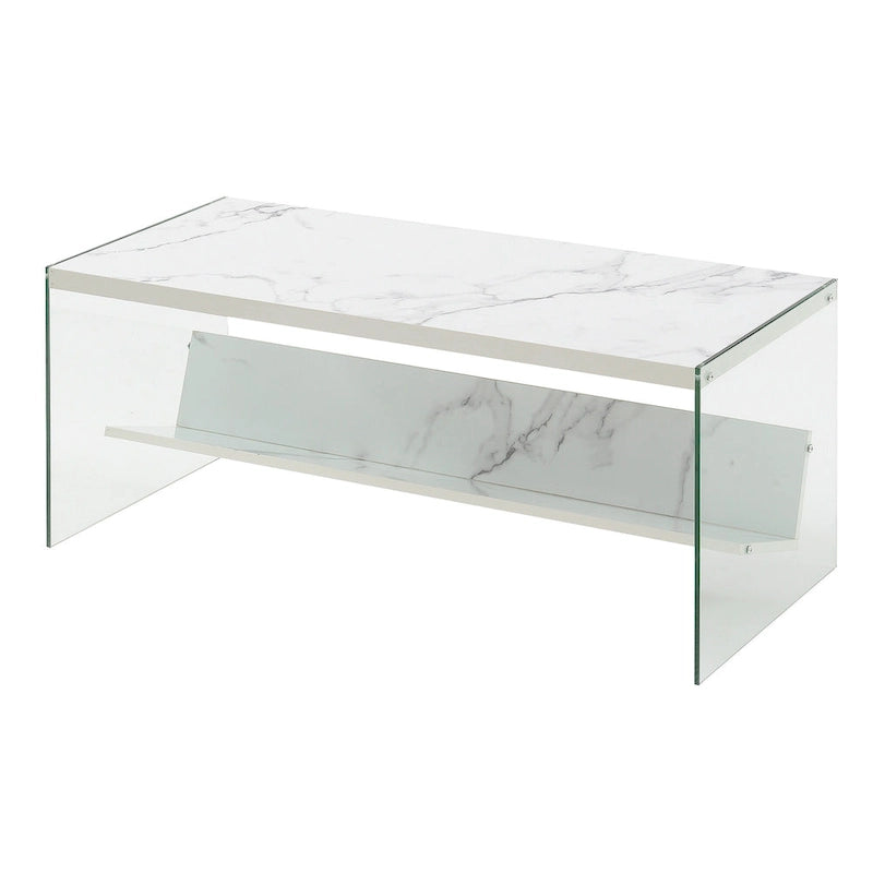 Table basse en verre avec étagère