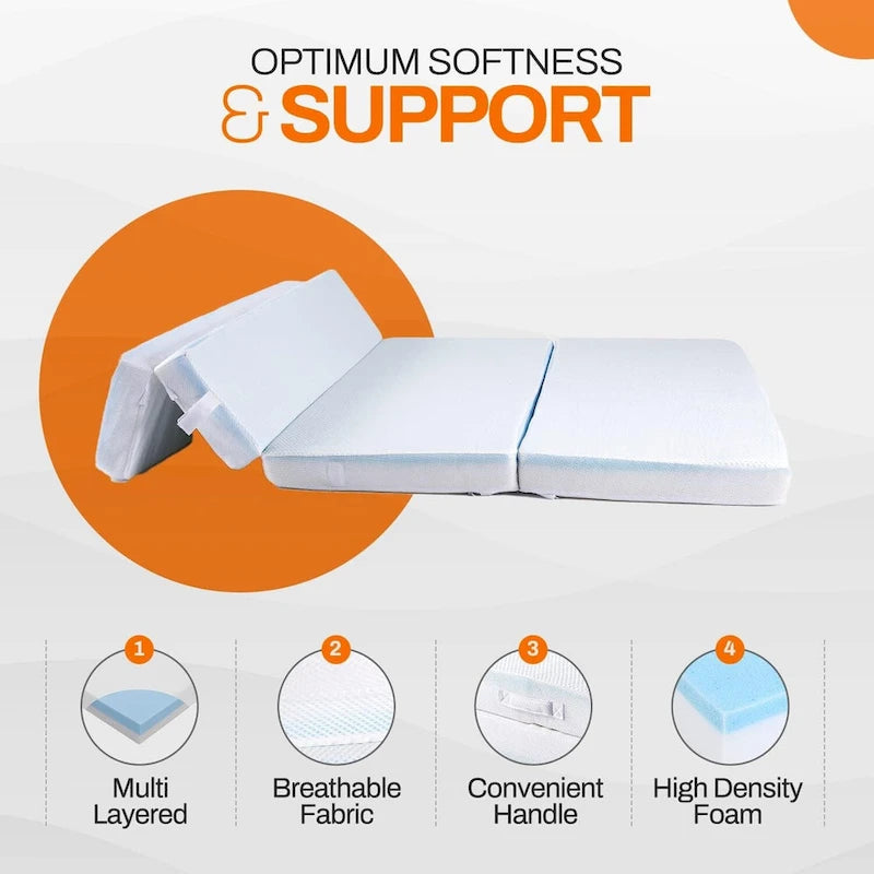 Canapé-lit pliable 4 positions avec 1 matelas en mousse à mémoire de forme infusée de gel