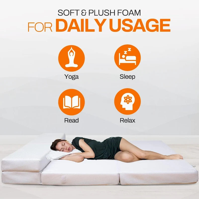 Canapé-lit pliable 4 positions avec 1 matelas en mousse à mémoire de forme infusée de gel