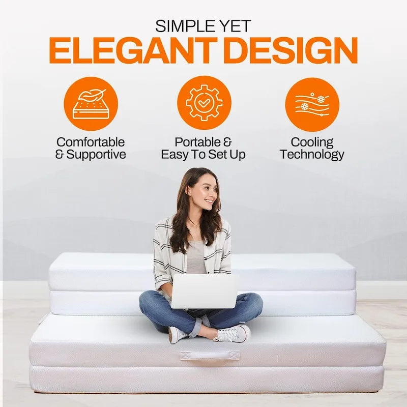 Canapé-lit pliable 4 positions avec 1 matelas en mousse à mémoire de forme infusée de gel