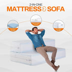 Canapé-lit pliable 4 positions avec 1 matelas en mousse à mémoire de forme infusée de gel