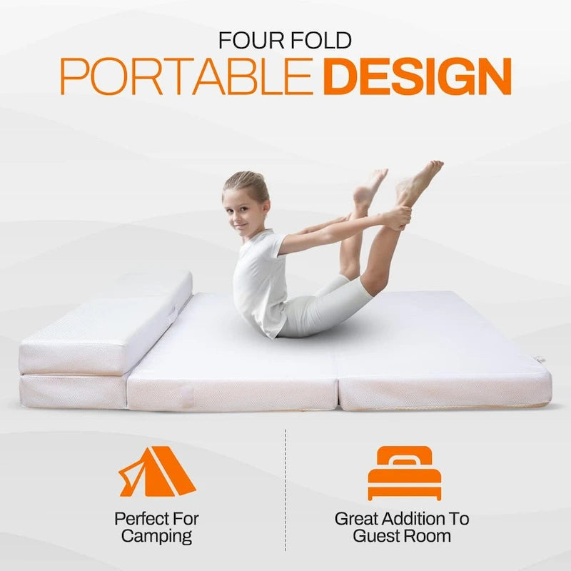 Canapé-lit pliable 4 positions avec 1 matelas en mousse à mémoire de forme infusée de gel