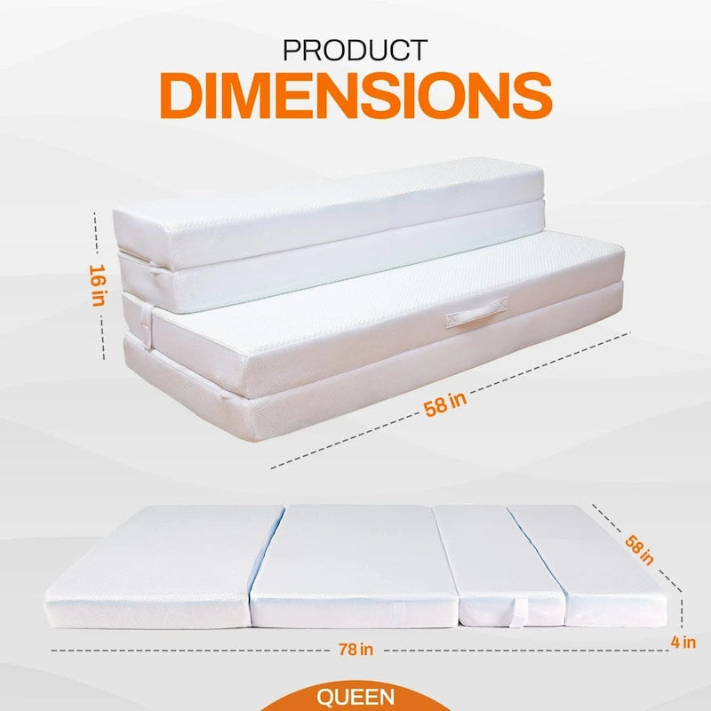 Canapé-lit pliable 4 positions avec 1 matelas en mousse à mémoire de forme infusée de gel