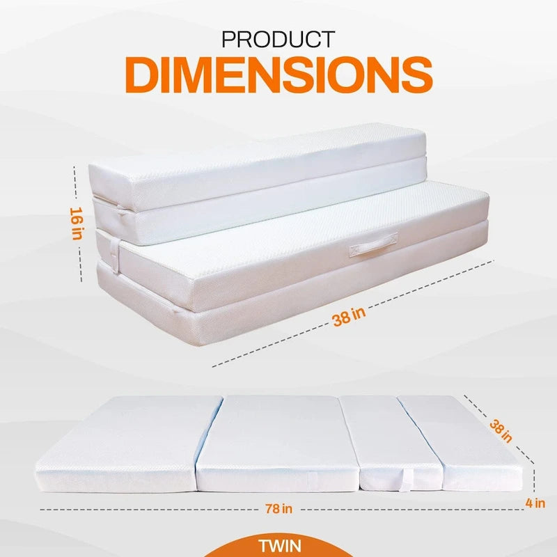 Canapé-lit pliable 4 positions avec 1 matelas en mousse à mémoire de forme infusée de gel