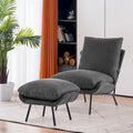 Fauteuil d'appoint avec pouf, tissu Leathaire LW951