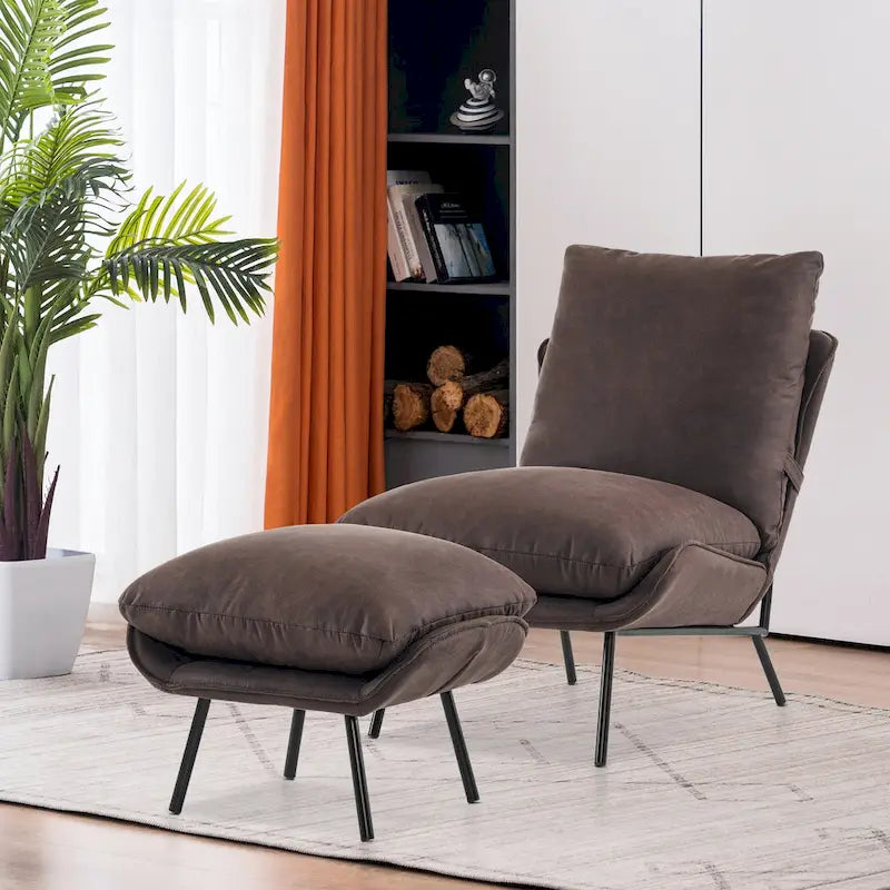 MCombo Accent Chair with Ottoman, Leathaire Fabric LW951