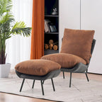 Fauteuil d'appoint avec pouf, tissu Leathaire LW951