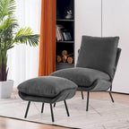 Fauteuil d'appoint avec pouf, tissu Leathaire LW951
