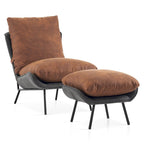 Fauteuil d'appoint avec pouf, tissu Leathaire LW951