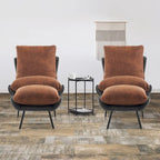 Fauteuil d'appoint avec pouf, tissu Leathaire LW951