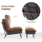Fauteuil d'appoint avec pouf, tissu Leathaire LW951