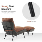 Fauteuil d'appoint avec pouf, tissu Leathaire LW951