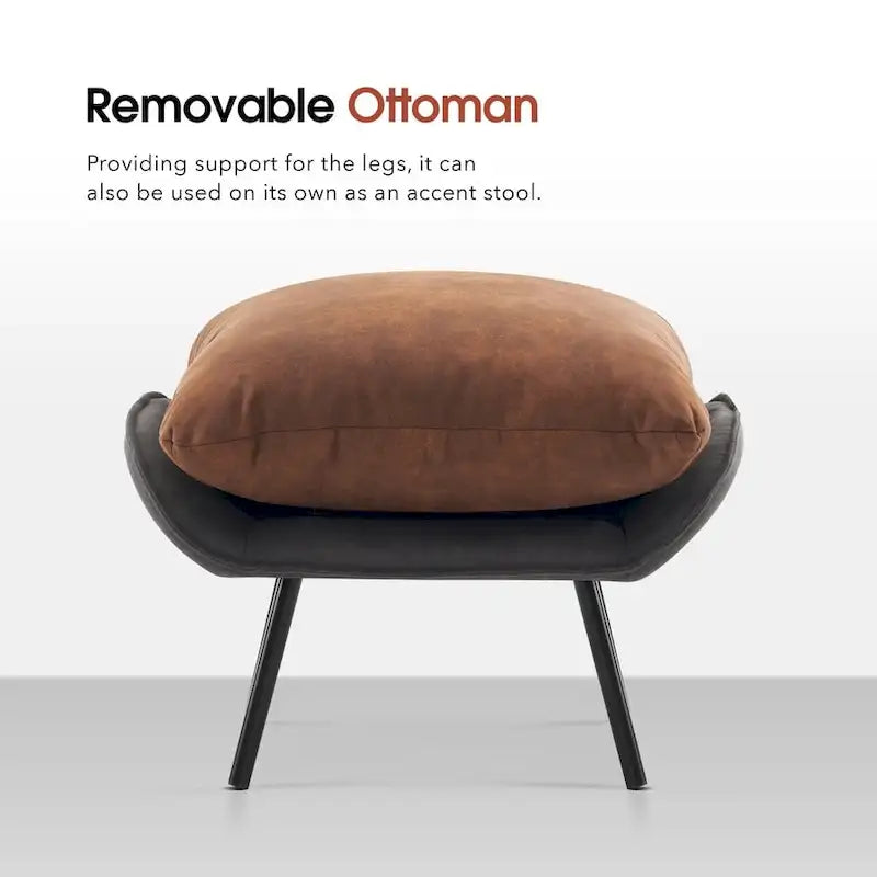 Fauteuil d'appoint avec pouf, tissu Leathaire LW951
