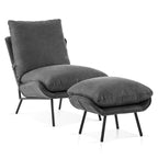 Fauteuil d'appoint avec pouf, tissu Leathaire LW951