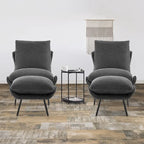 Fauteuil d'appoint avec pouf, tissu Leathaire LW951