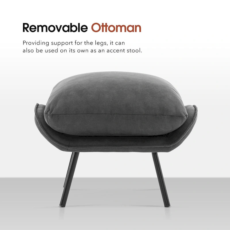 Fauteuil d'appoint avec pouf, tissu Leathaire LW951