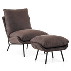 Fauteuil d'appoint avec pouf, tissu Leathaire LW951