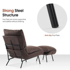 Fauteuil d'appoint avec pouf, tissu Leathaire LW951