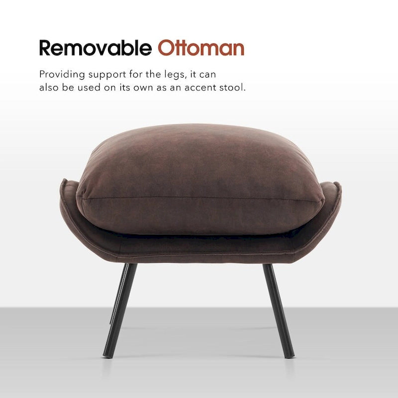 Fauteuil d'appoint avec pouf, tissu Leathaire LW951