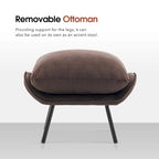 Fauteuil d'appoint avec pouf, tissu Leathaire LW951
